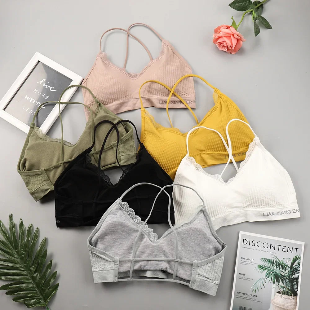 Lace Bra Top Sexy Lingerie Backless Bras for Women Comfort Bra Top Seamless Underwear Crop Top