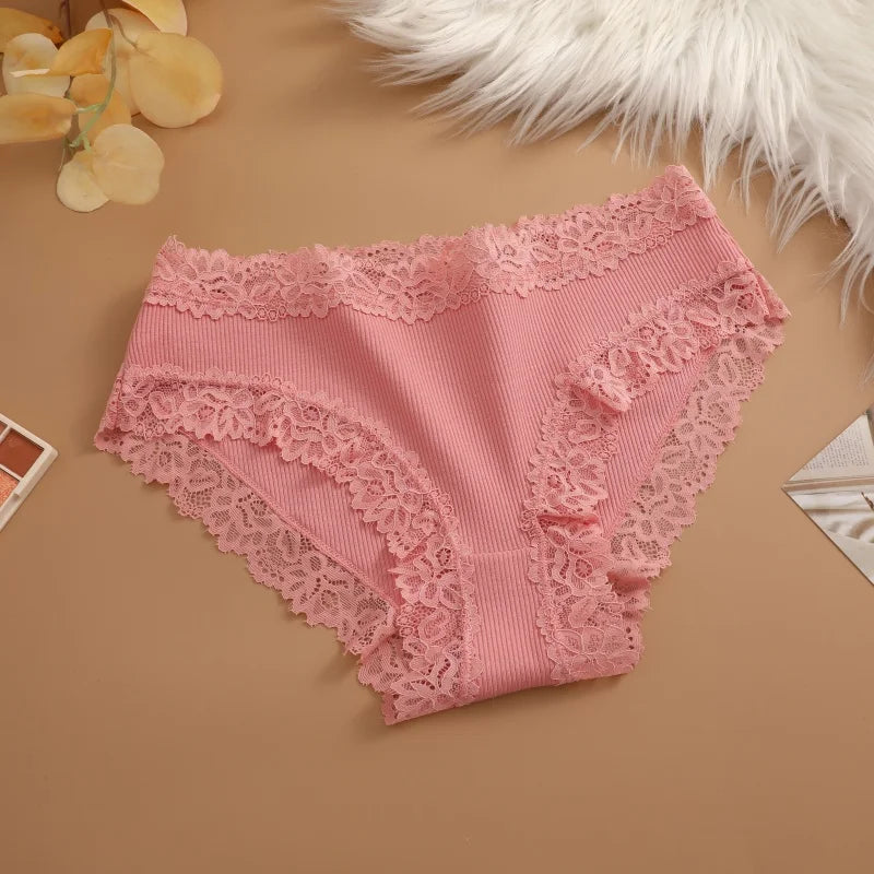 Sexy Cotton Lace Panty Women Low Waist Panties Underwear S-XL Solid Color Ladies Briefs Lingere Underware Comfortable Women