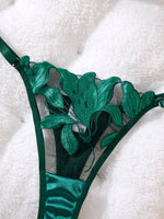 Exclusive green embroidery lingerie set for dates. Sexy see-through chiffon bra. High-end sensual women's underwear ZA824031