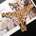 Ice Silk Leopard Women Panties Sexy G String Thong Seamless Underwear T Back Candy Color Girls Briefs Underpants Plus Size M-XXL