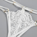 3PCS Lace See Through Bra Set Women Sexy Lingerie Underwear Halter Tops Bra and Panties Garter Intimate Sex Costumes