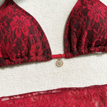 with Mesh Sarong Lace Halter High Cut Bikini Female Swimsuit Women Swimwear Three-pieces Bikini Set Bathing Suit Swim Beachwear