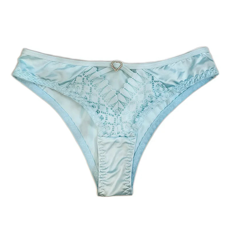 5 Color Women Lace Embroidery Panties Sexy Hollow Low Waist Briefs Summer Ice Silk Breathable Lingerie Female Knickers Intimates