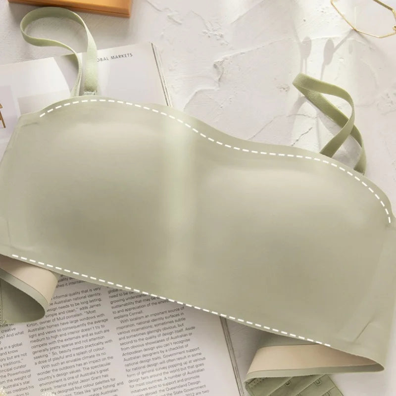3Pcs/Set Women Strapless Bandeau Bra Removable Straps Seamless Wireless Multi‑Hook Back Closure Bra For Multi‑way Wearing