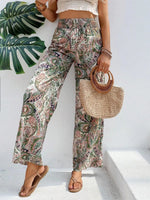 Women's 2026 Summer Versatile Printed Elastic Waist Wide Leg Pants