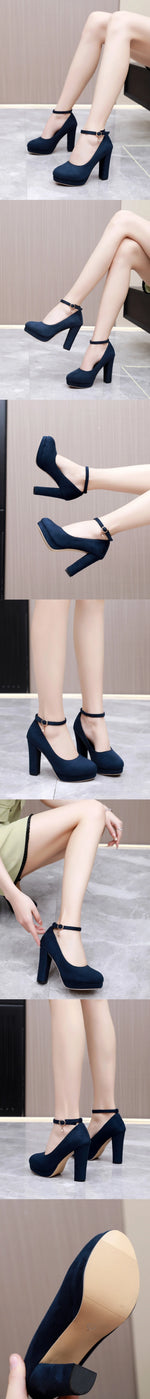 2026 Plus Size 43 Elegant Pink Cross-strap Pumps Office Lady Classic Black High Heels Shoes Women Purple Platform Party Shoes