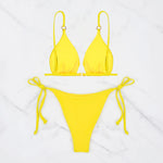 DEKA Women's Solid Color Swimwear Tie Side String Bikini Tanga Triangle Two Piece Swimsuits Bathing Bra Top Bottom Beachwear