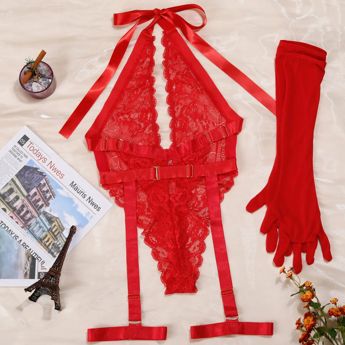 New Purple Sexy Lace Bodysuits Deep V Neck Halter Mesh Solid Color Bodysuits CharmingPure Desire Transparent Flower Print OOB5