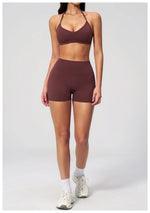 New Tight Yoga Set Women Breathable Quick Drying Sports Bra High Waist Shorts Fitness Suit Outwear Leisure Workout Gym Tracksuit