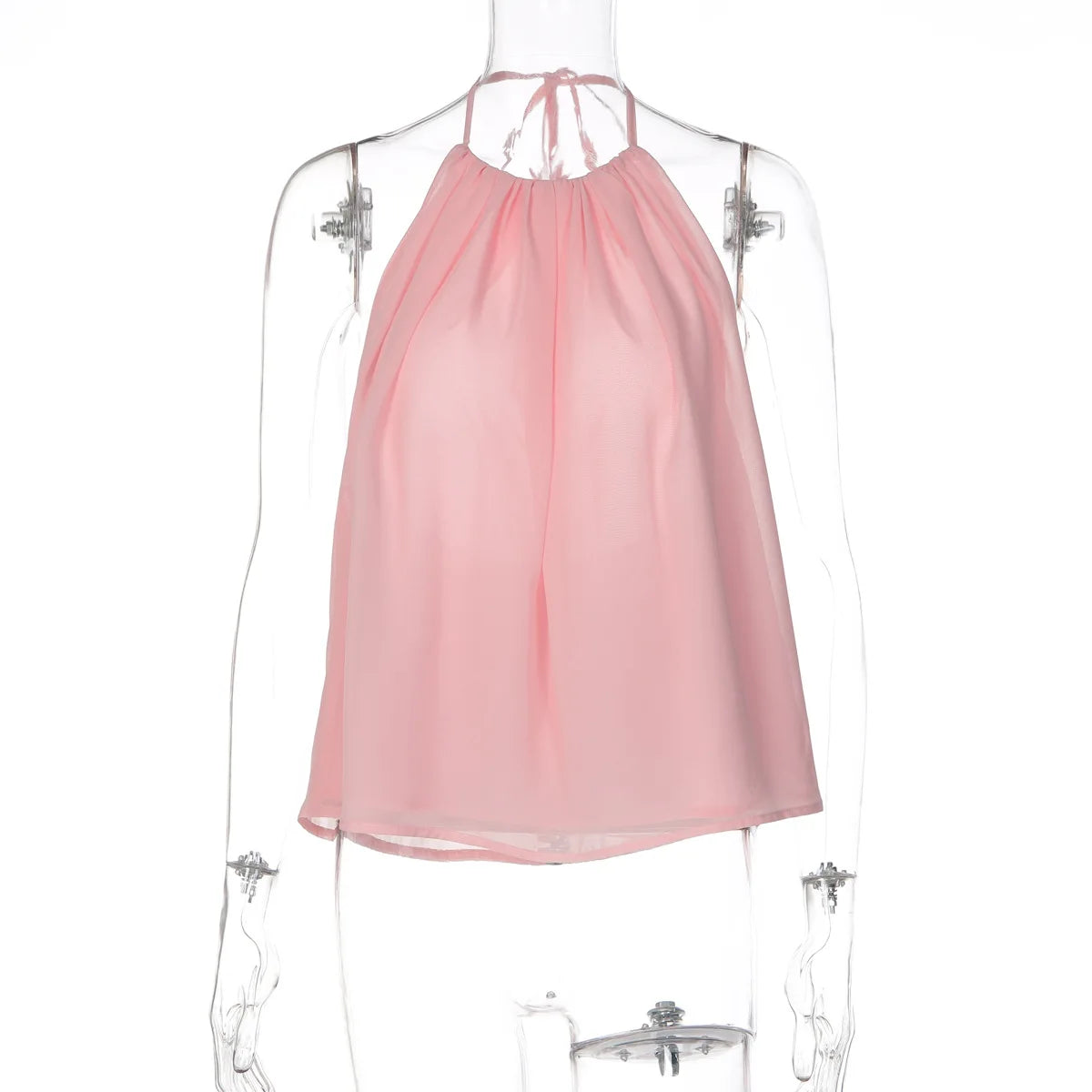 FDYOUI Women's Halter Off Shoulder Camisoles 2026 Summer Sexy Lace-up Backless Pink Tank Top Girls Loose Solid Tops Streetwear