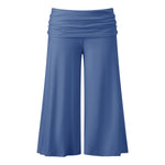 Women's Summer Capri Pants Fold Over Waistband Low Rise Wide Leg CroppedTrousers Daily Lounge Out Going Solid Color