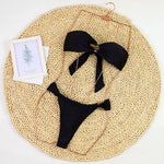 2026 New Sexy Push Up Low Waisted Bikini Set Swimsuit Female Swimwear Women Strappy Solid Black Beachwear Bathing Suits biquini