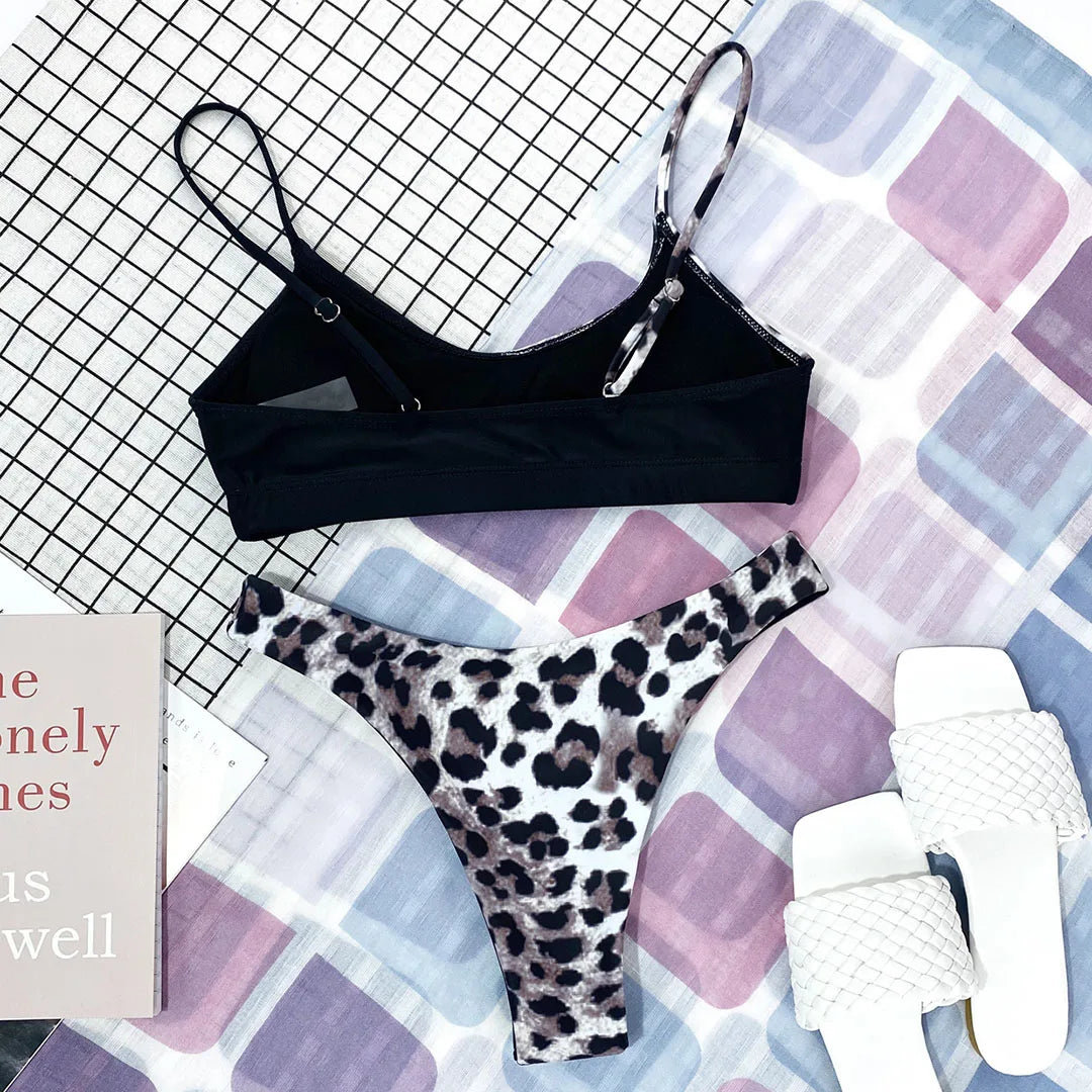 14 Color S - XL Sexy Leopard Bikini Women Swimwear Female Swimsuit Two-Pieces Bikini Set Brazilian Bather Bathing Suit Swim V871