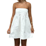 Women Sleeveless Strapless Backless Mini Dresses Summer Solid Color A-line Dress