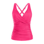 Women Bikini Tankini Top Front Knot Ruched Swimsuit V Neck Bathing Suit Swim Top Cross Back Swimwear Tops Summer Beach Wear