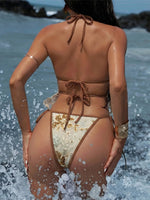Glitter Sequin Printed Tankini Halter Bikini Women Swimwear Female Swimsuit Bather Bathing Suit Swim Two-pieces Bikini set K8067