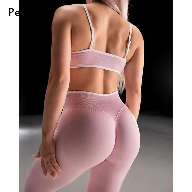 Seamless Gym Leggings Woman Solid Color Yoga Pants White Edge Waist Tight High Waist Hip Lifting Sports Pants Running Leggings