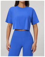 Impact Short Sleeve Yoga T Shirts Women Solid Color O Neck Loose Sports Tops Outwear Gym Running Fitness Workout Suits