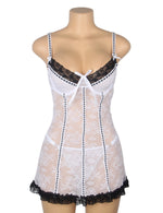 Pink Sexy Lace Ruffled Suspender Nightdress for Women Babydoll Lingerie Push Up Chemise Sleepwear