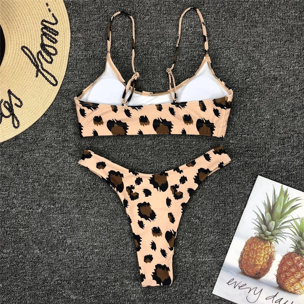 2026 Sexy Leopard Brazilian Bikini Female Swimsuit Women Swimwear Two Pieces Bikini Set High Cut Push Up Bathing Suit Swim Lady