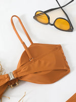 Strappy High Waist Bikinis 2026 Women Sexy Shell Swimsuit Solid Padded Swimwear Female Bathers Bathing Swimming Swim Suit