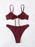 2026 Push Up Bikini Women Tie Front Swimsuit Sexy Underwire Swimwear Female Bathers Bathing Swimming Swim Suit Summer Beachwear