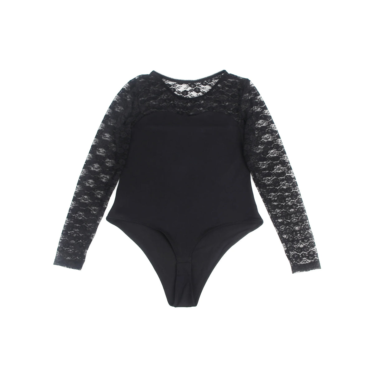 Black Lace Long Sleeve Open Crotch Bodysuit for Women Sheer Mesh Teddy Lingerie Push Up Swimwear Fabric Sexy Jumpsuit