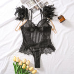 Fashionable New Sexy Lace Spliced Flower Embroidery Mesh Backless Deep V Suspenders Sleeveless Bodysuits Charming Casual H2F1