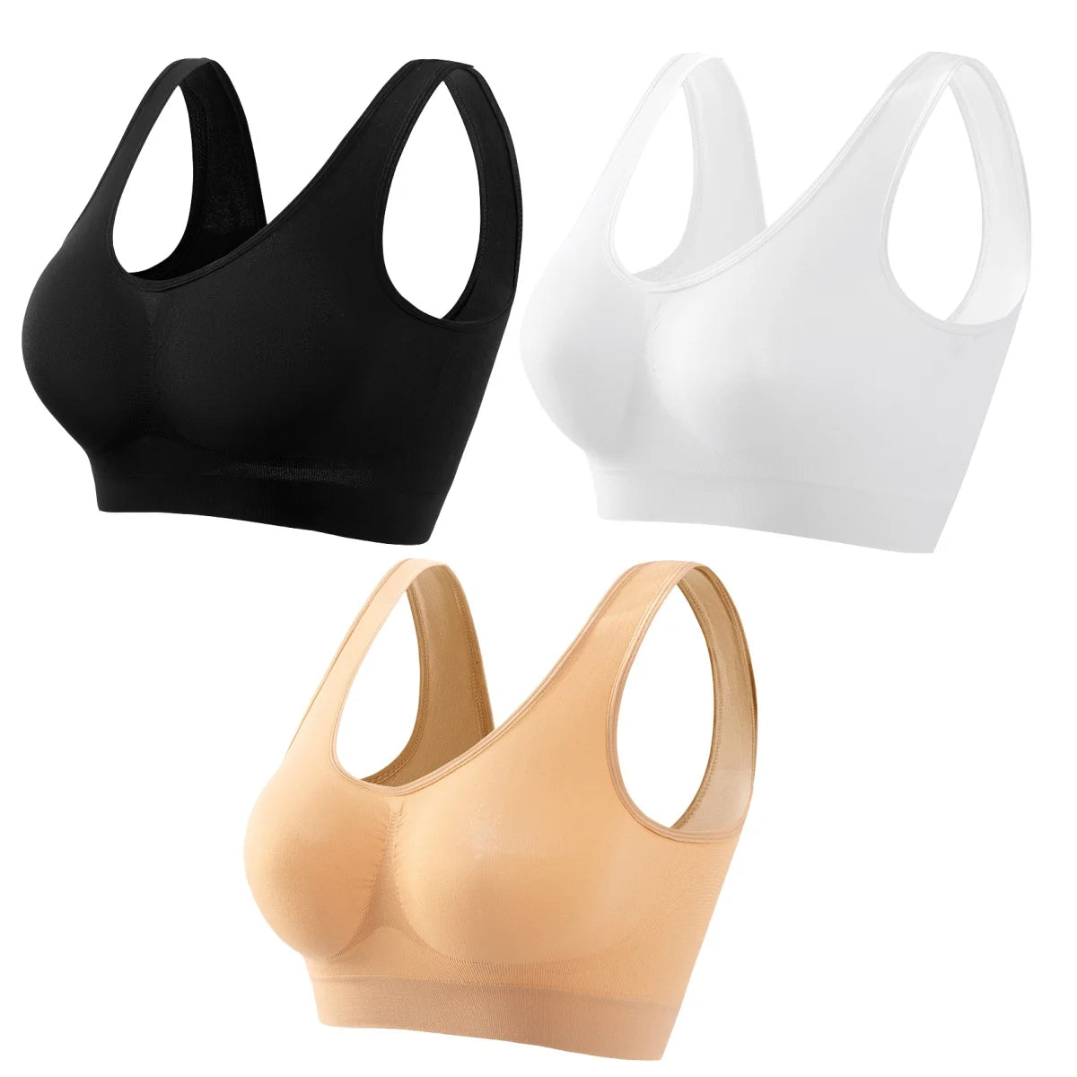 3PCS/Set Seamless Bras For Women Unwired Brassiere No Pads Crop Top Soft Sports Tank Bras Solid Color Female Sexy Lingerie Vest