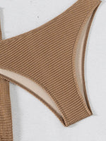 Sexy Bandeau Bikini Women Coffee Metal Water Droplet Ornament Push Up Mesh Skirt 3 Piece Swimsuit Beach Bathing Suit Swimwear