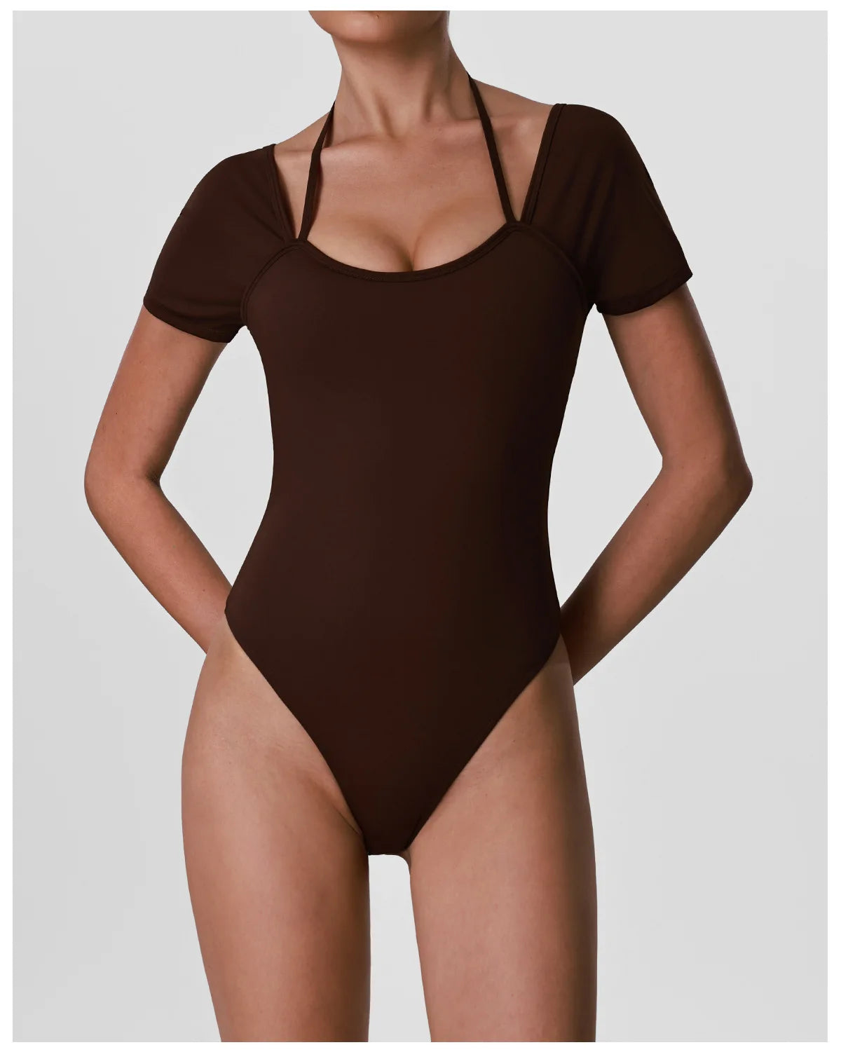 Summer Women's Cross Hollow Back Yoga Jumpsuit Short Sleeved Slimming Sports Overalls High Stretch Push Up Fitness Bodysuit