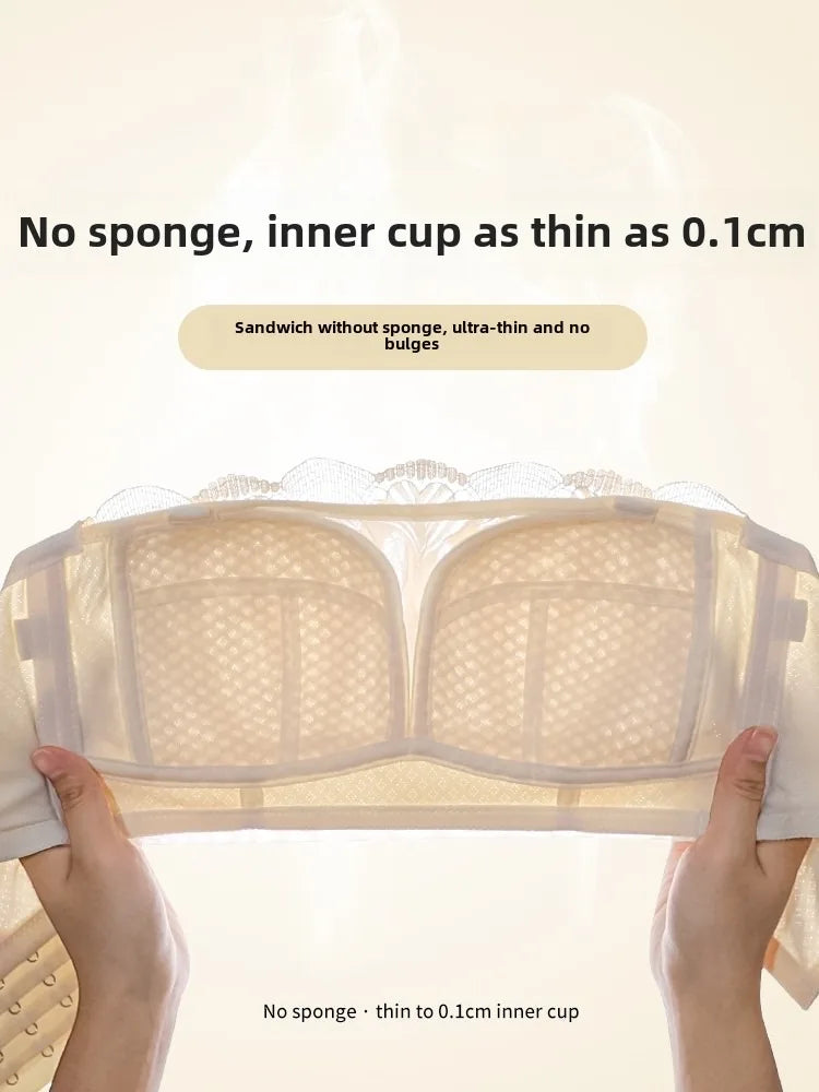 MOYISU Strapless Bra Women with Large Breasts and Small Non-slip Pull-up Breast Anti-sag Summer Slim Bra