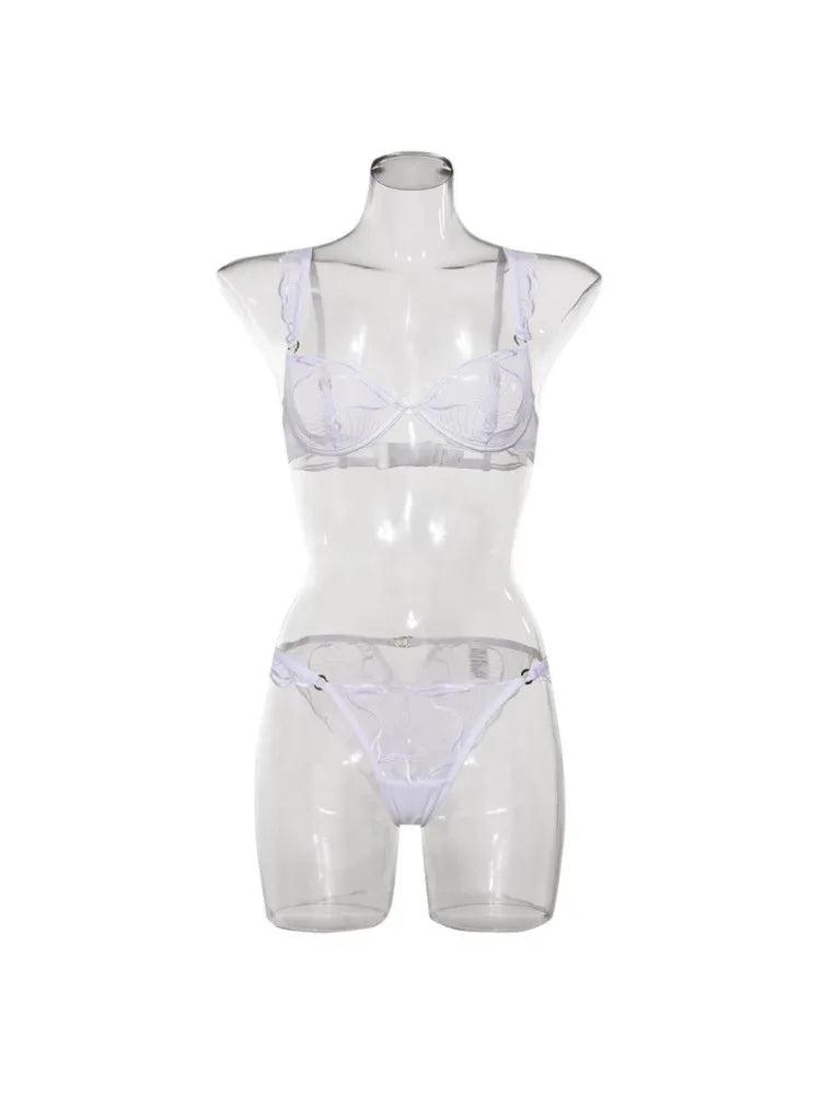 Summer Beachwear Lingerie Large Bust Minimizer Light Support Gathering Wirefree Anti-Sagging Comfort Bra Set AU MOYISU Panty F