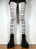 Women Piano Keyboard Printed Tights High Waist Pantyhose Ultra-Thin Stockings Gothic Punk Y2K Tights Hosiery