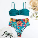 Sexy Bandeau Bikini 2025 Women Swimsuit Floral Swimwear Female High Waist Bikinis Set Swimming Bathing Suits Brazilian Biquini