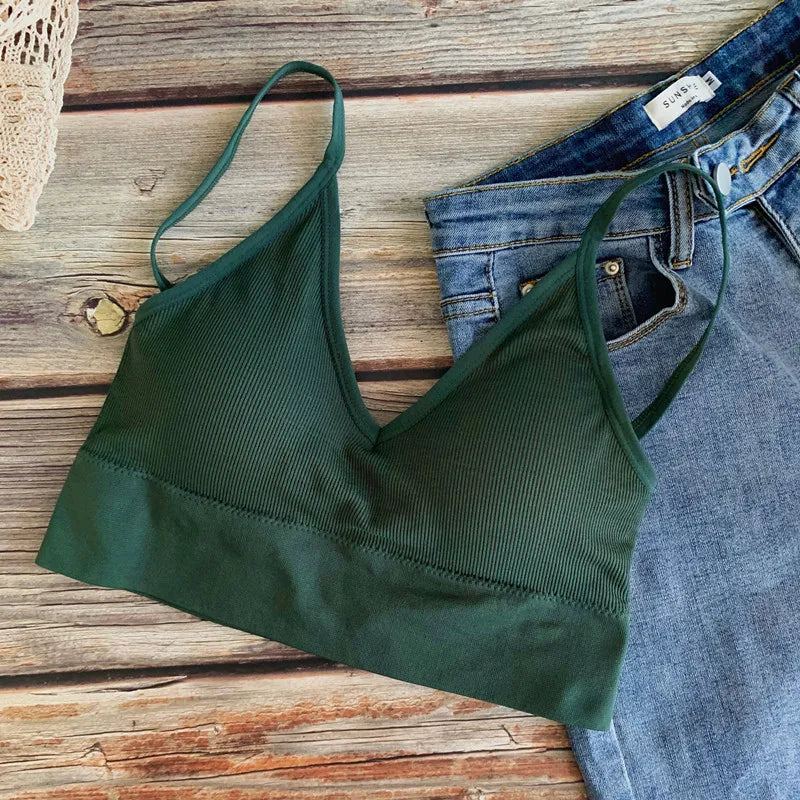 Women Tube Top Seamless Bra Crop Top Solid Color Sports Sexy Lingerie Active Bra Tops Underwear With Removable Pads