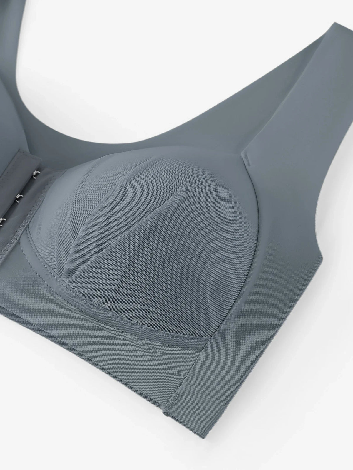 Women's Ruched Front Wireless Daily Bra Front Closure Fixed Padded Cups Seamless Back Smoothing Breathable Comfort Material