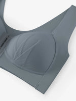 Women's Ruched Front Wireless Daily Bra Front Closure Fixed Padded Cups Seamless Back Smoothing Breathable Comfort Material