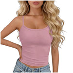 Womens Basic Spaghetti Strap Cami Top Slim Fit Backless Crop Top Summer Solid Color Casual Sleeveless Top Streetwear Y2k Clothes
