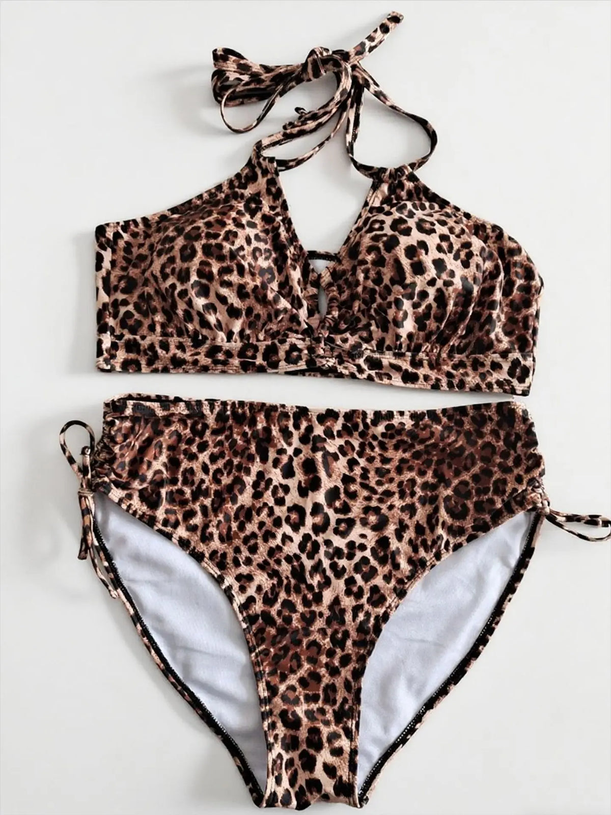 NEW Large Plus Size 2 Pieces Bikini High Waist Swimsuit Women Leopard Swimwear Female Bather Bathing Swimming Swim Suit