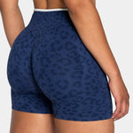 Leopard Print Gym Shorts Women Seamless High Waist Scrunch Butt Lifting Yoga Shorts Workout Running Fitness Tummy Control Shorts