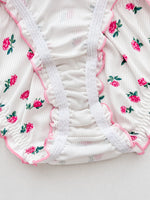 Sweet Floral Print Women Lingerie Set Bow Ruffle Trim Underwire Bra Comfy ladies Panties Daily Bra Set