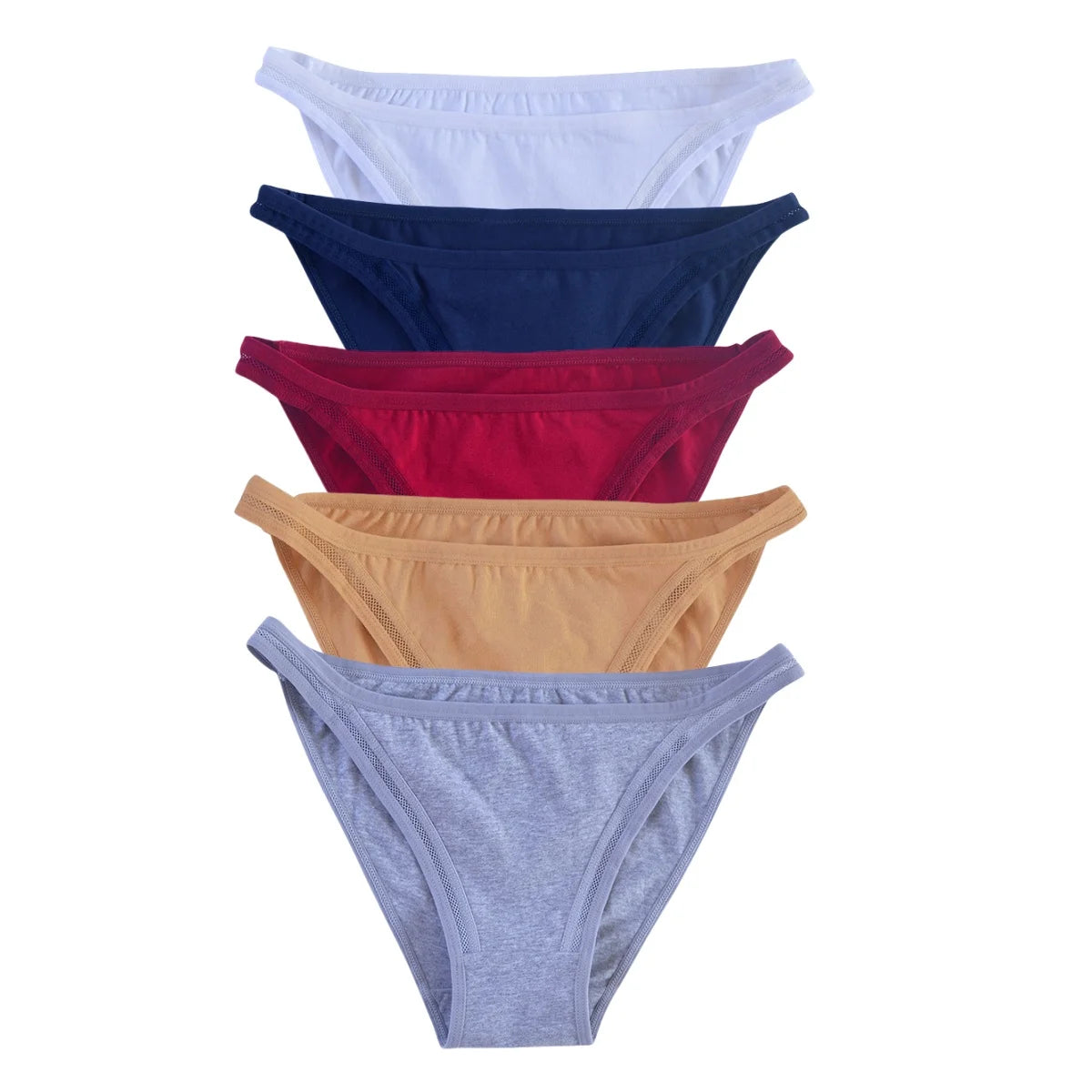 5Pcs/Set Cotton Panties Women Low Rise Briefs Solid Color Underwear Comfort Breathable Underpants M-XL Sexy Lingerie