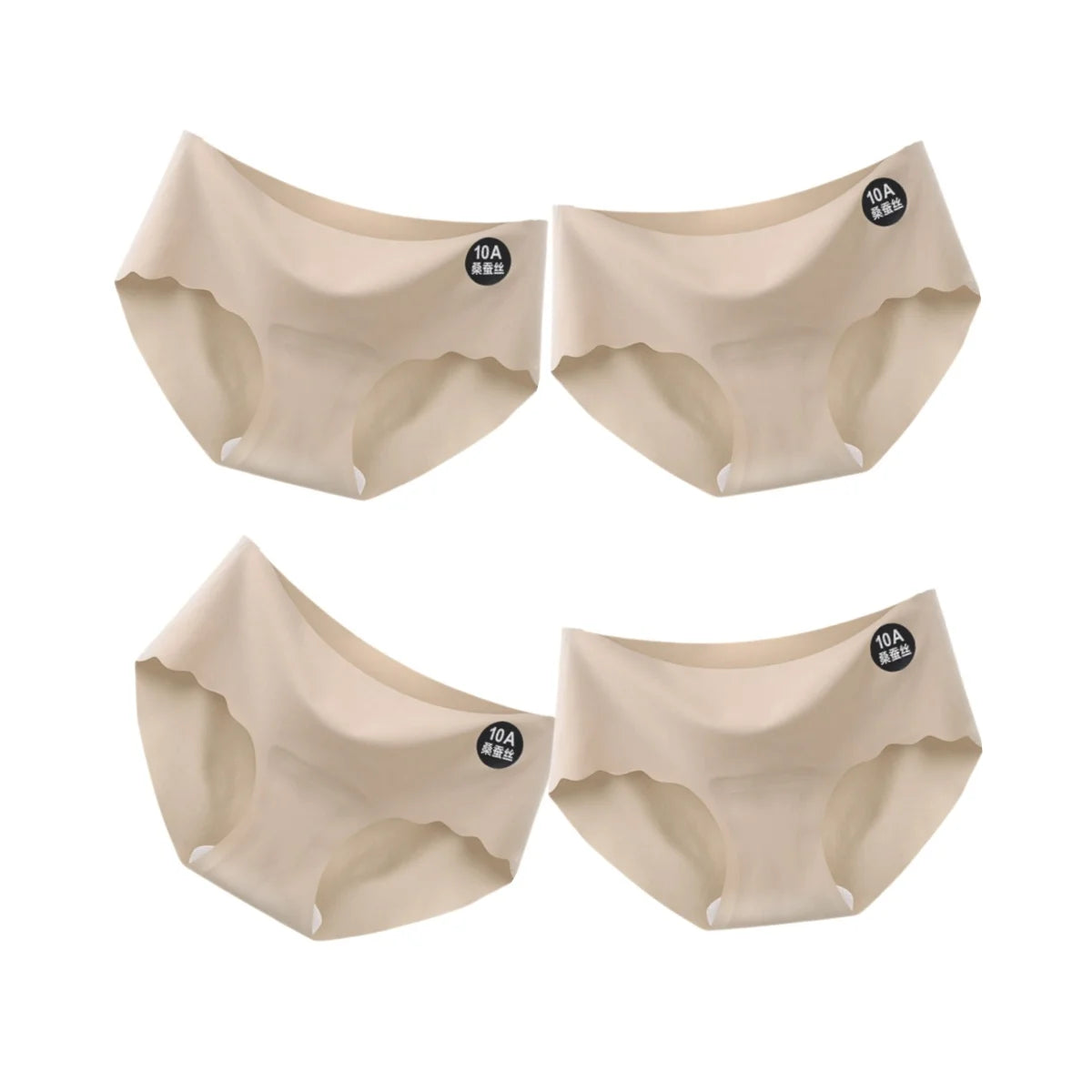 4Pcs/Set Ice Silk Panties Women Low-Waist Stretch Briefs Female Underpants Sexy Lingerie Solid Color Invisible Intimates M-XL