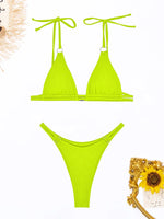Ring Link Bikini 2025 Solid Sexy Swimsuit Women Padded Swimwear Female Bathers Bathing Swimming Swim Suit Beachwear