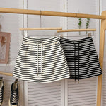 Women's Black White Striped Mini Skirt Drawstring Elastic High Waisted Sports Skirt Summer New Korean Style Sports Skirts 2026
