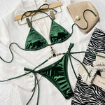 Sexy Diamond Rhinestone Halter Bikini Female Swimsuit Women Swimwear Two-Pieces Bikini Set Bather Bathing Suit Swim Lady V4114