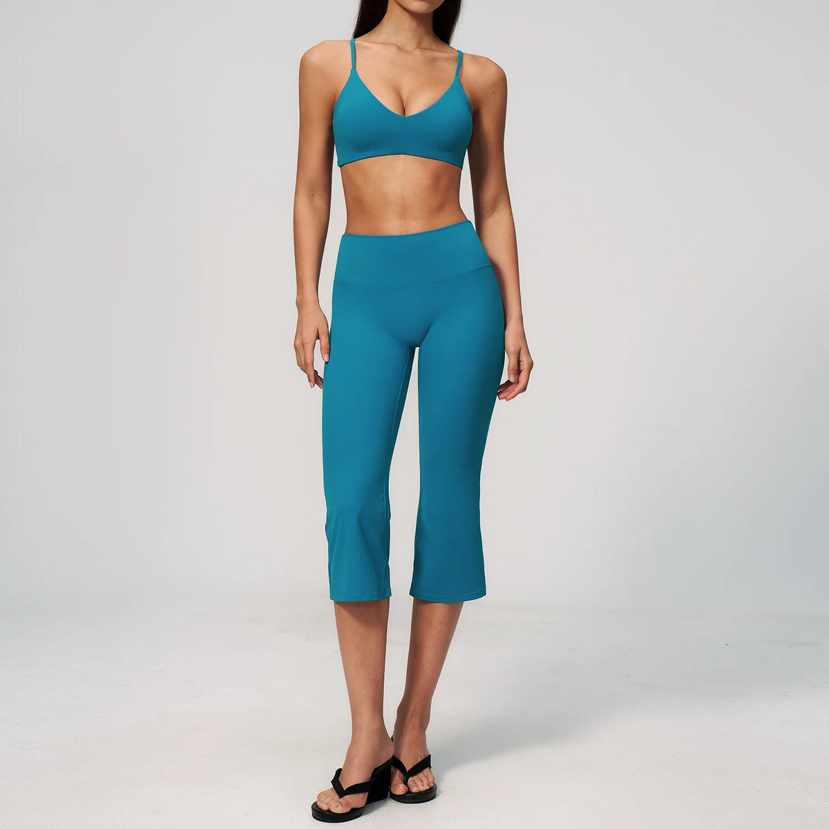 Women's Tracksuit 2 Pieces Yoga Clothes Athletic Wear Fitness Suit Gym Outfits Workout Sets Push Up Sports Bra Capri Pants Suit