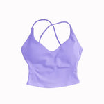 Strappy Gym Top Women Clothes High Support Fitness Tank Top Back Cross Workout Shirts Yoga Tops Running Padded Sports Bra Vest