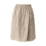 Women's Textured Wrap Skirt Shorts Solid Color Elastic Waist Midi Skort With Pocket Casual Loose Fit Layered A Line Summer Short